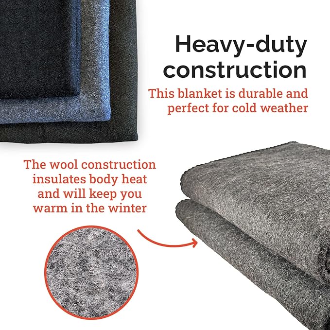 EPG Extra Large Wool Blanket with Zippered Bag | Warm Comfortable Stylish Military | XL Queen/King - 72 x 92 in 80% Wool 5.35 lbs | Camping Outdoor Bedding Emergency Survival Cabin RV