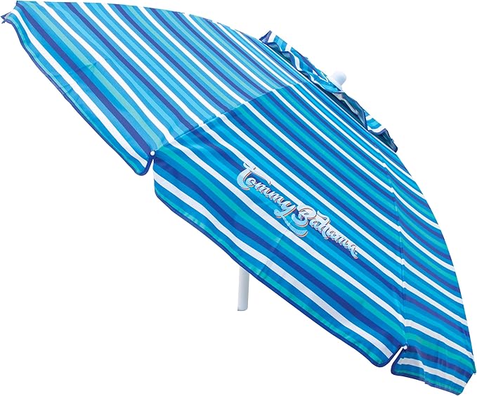 Tommy Bahama 6' UPF 50+ Tilt Beach Umbrella with Integrated Sand Anchor Wind Vent and Carry Bag