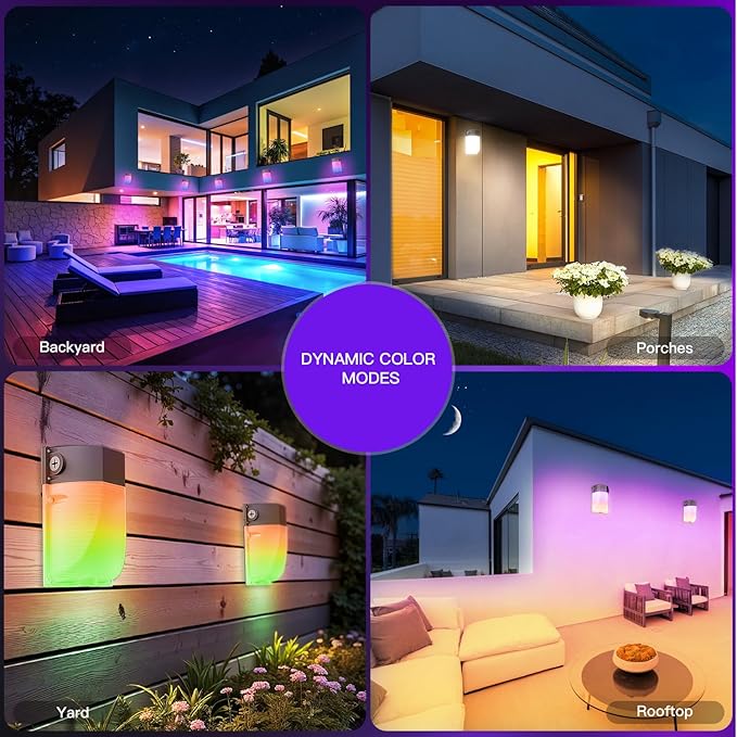 Outdoor Wall Light4Pack 30W RGBCW LED Wall Pack Light with Photocell 5000K White Light146 Scene ModesIP65 Waterproof for Outdoor DecorDIY Lighting EffectsCommercial Security Lighting Garage