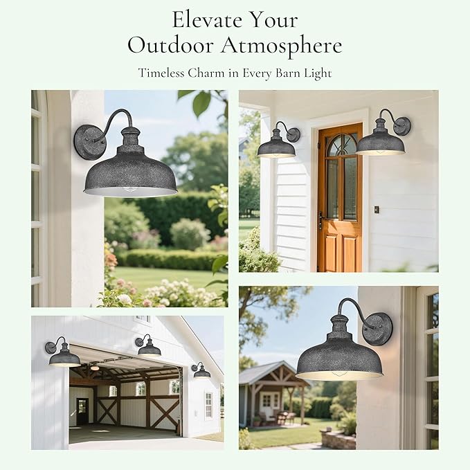 Outdoor Gooseneck Barn Light Outside Wall Sconce Weather Resistant Anti-Rust Farmhouse Exterior Wall Lantern for Porch Garage Patio Entryway (Antique Black 8 Pack)