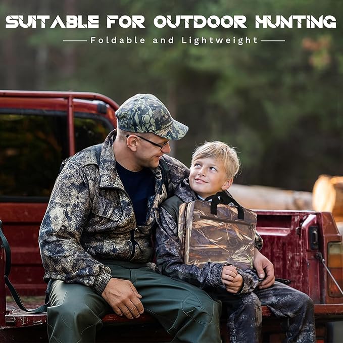 Juexica 2 Pcs Hunting Seat Cushion Camo Foam Folding Cushion Stadium Seats with Back and Handle for Deer Duck Turkey Hunting Fishing Camping and Outdoor Activities Sport Events Bleacher