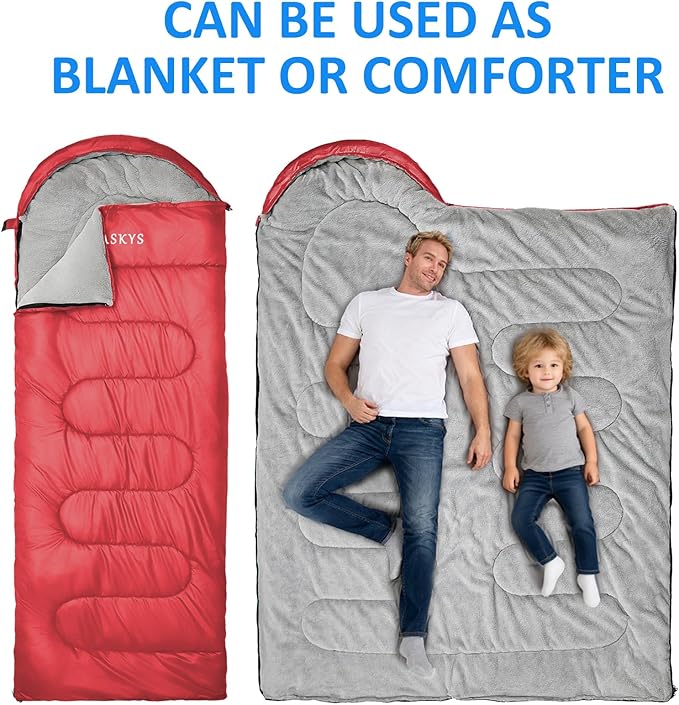 oaskys Camping Sleeping Bag - 3 Season Warm &amp Cool Weather - Summer Spring Fall Lightweight Waterproof for Adults Kids - Camping Gear Equipment Traveling and Outdoors