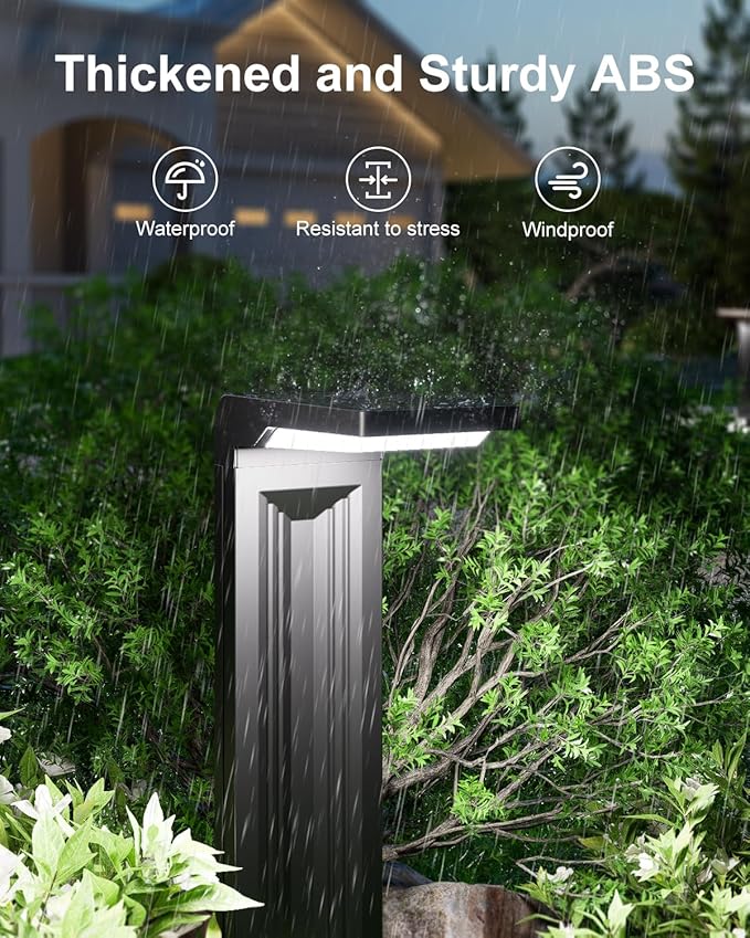 6 Pack Solar Powered Pathway Lights Outdoor Waterproof 30 LED Bright Walkway Landscape Lamp for Outside Path Driveway Sidewalk Yard Lawn Garden Trail Modern Design and 2 Modes (Cool White)