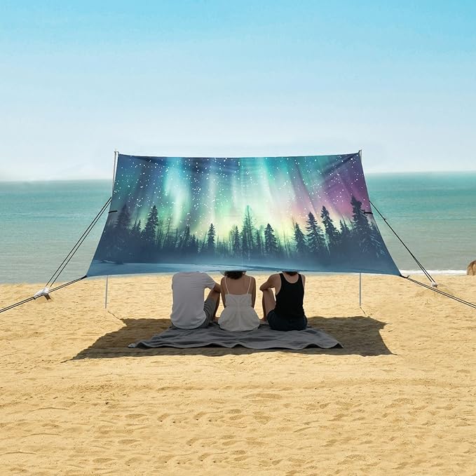 Camping Sun Shelters Aurora Borealis in Woods Beach Canopy 126 * 110.2in