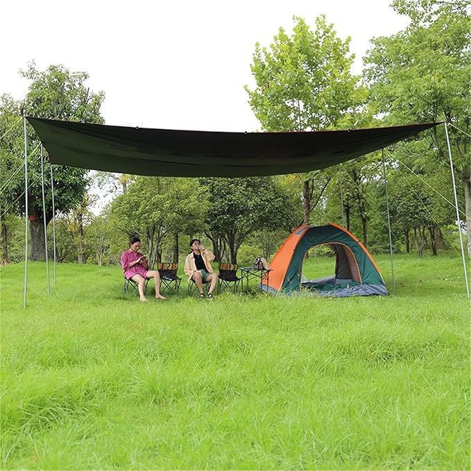 10x10FT Rain Fly Tarp with Storage Bag Outdoor Camping Tarp Waterproof Lightweight Tent Camping Shelter Canopy Lightweight Easy Setup for Beach Backpacking Hiking Traveling