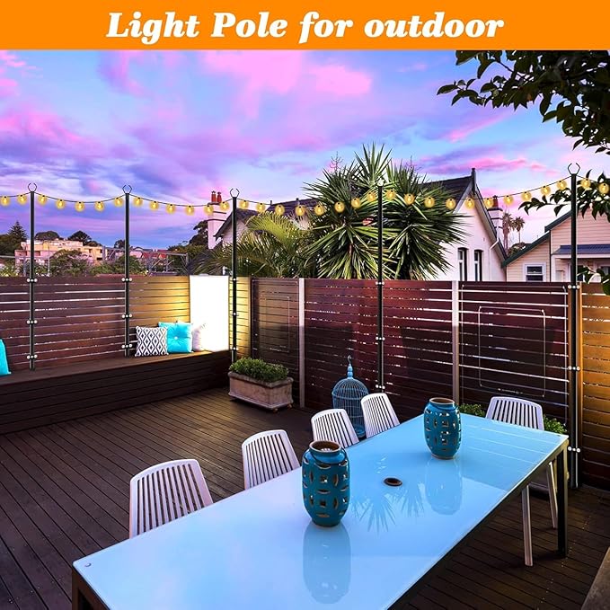 10 Pack String Light Poles10 Ft Light Poles for Outside String LightsOutdoor Lights Pole with ForkMetal Poles Stand for Patio Deck Backyard (10FT 10 Pack)