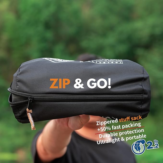 ZOOOBELIVES Camping Sleeping Pad with Built-in Pump &amp Pillow 5-Inch Thick 27-Inch Wide Ultralight Inflatable Camp Mat with Snap Buttons Compact for Hiking Backpacking and Travel - Airlite1901