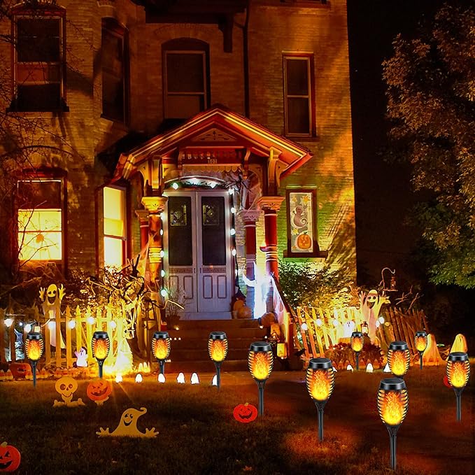 Solar Lights Outdoor 12 Pack Solar Torch Light with Flickering Flame Waterproof Outdoor Lighting Solar Powered Pathway Lights Decoration Lighting for Garden Yard Patio Auto On/Off