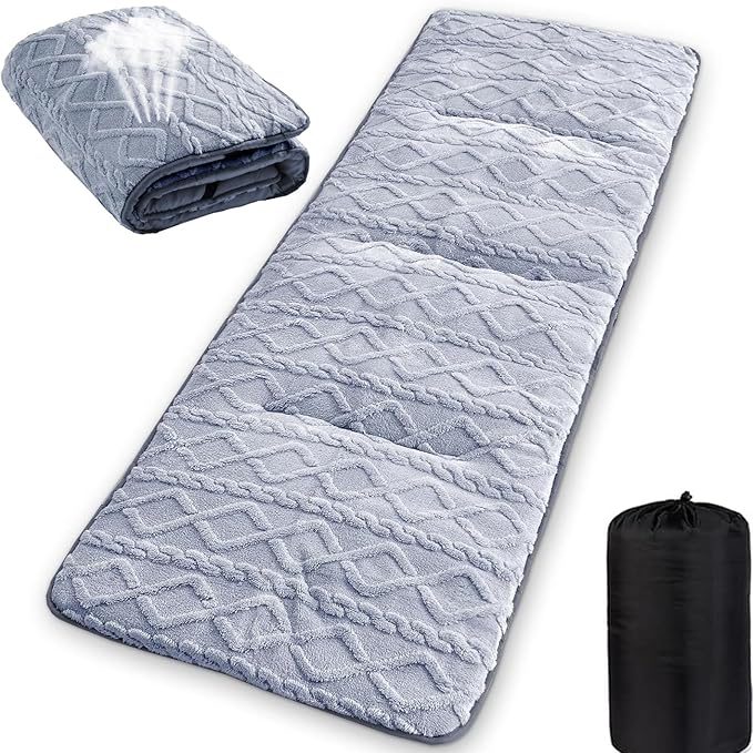 Folding Camping Cot Pad - Portable &amp Comfortable Outdoor Sleeping Mat with Elastic Strap Lightweight Waterproof Bottom Mattress Pad