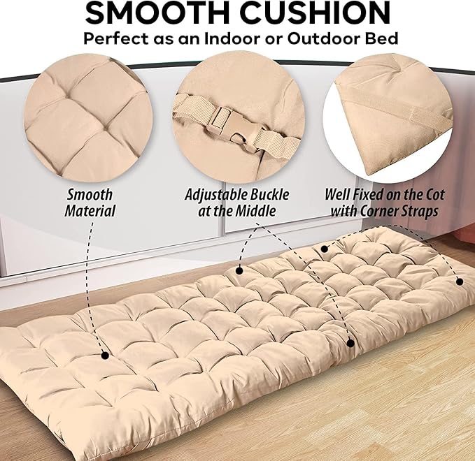 Zone Tech Camping Cot Mattress Pad Premium Quality Outdoor Comfortable Thicker Cotton Sleeping Cot Lightweight Waterproof Bottom Pad Mattress for Adult Kid