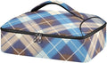 Casserole Carrier Blue Brown Tartan Insulated Casserole Carrier for Hot or Cold Food Thermal Lunch Tote for Parties Picnic Travel Carry Bag