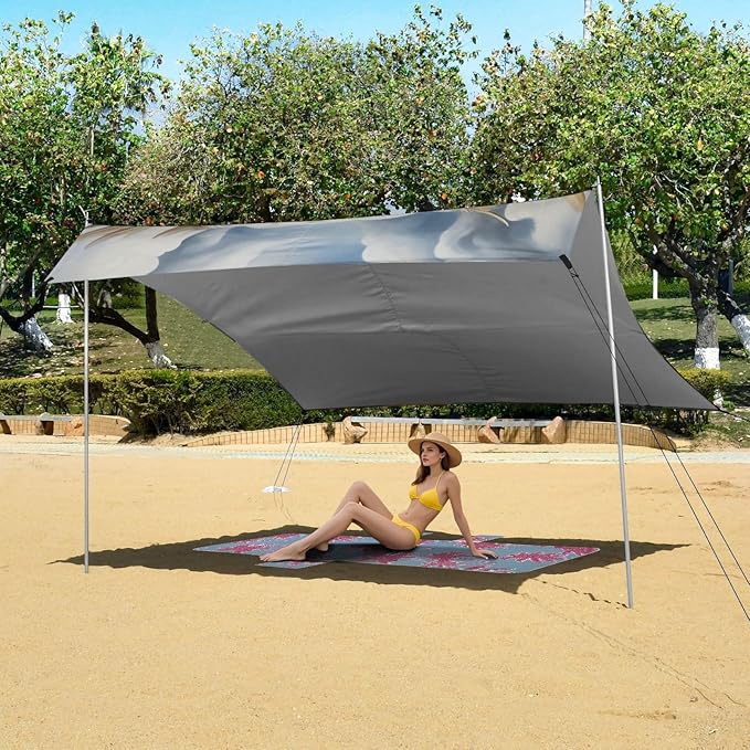 Beach Tent Sun Shelter Surrealism Owl House Clock Lightweight &amp Easy Setup Beach Shade Canopy for Camping Fishing