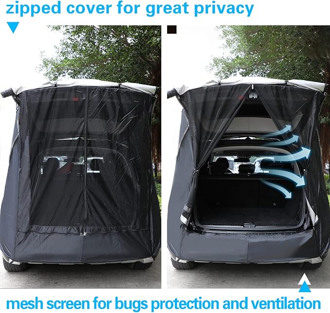 SUV Tent Car Awning UPF 50++ with Portable Waterproof Storage Bag Tear-Resistant Large Space Good Vision Smooth Ventilation Suitable for Outdoor Beach Camping Auto Canopy Shade…