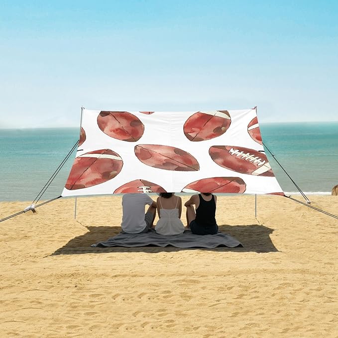 Rugby Pattern (70) Camping Sun Shelter Beach Tent Portable Beach Sun Shade Outdoor Canopy for Camping Trips Fishing Picnic