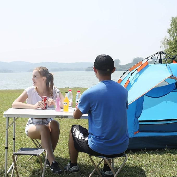 RedSwing 4ft Aluminum Camping Table 48x24 Inch Portable Folding Table with Adjustable Height Lightweight for Outdoor Picnic Beach BBQ Camping &amp Indoor Use