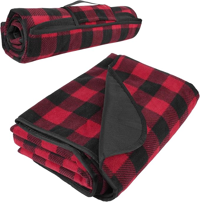 Tirrinia Large Waterproof Outdoor Blanket Soft Warm Windproof Stadium Blanket with Sherpa Fleece and Foldable for Outdoor Sport Baseball Football Beach Concerts Car