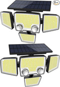 Tuffenough Solar Outdoor Lights with Motion Sensor - 2500LM Bright 4 Heads LED Security Flood Light with 2 Sensors - 3 Modes Solar Powered Detected Wall Lamp Fixtures Waterproof for Outside Yard