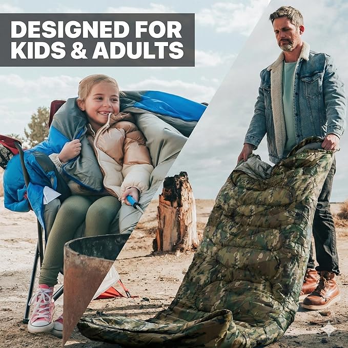 MalloMe Sleeping Bags for Adults Cold Weather &amp Warm - Backpacking Camping Sleeping Bag for Kids 10-12 Girls Boys - Lightweight Compact Camping Essentials Gear Accessories Hiking Sleep Must Have