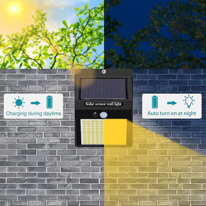 10 Pack Solar Motion Lights - 3 Modes/100LED Outdoor Security Lights - Wireless IP65 Waterproof - Warm White for Front Door Backyard Garage Deck
