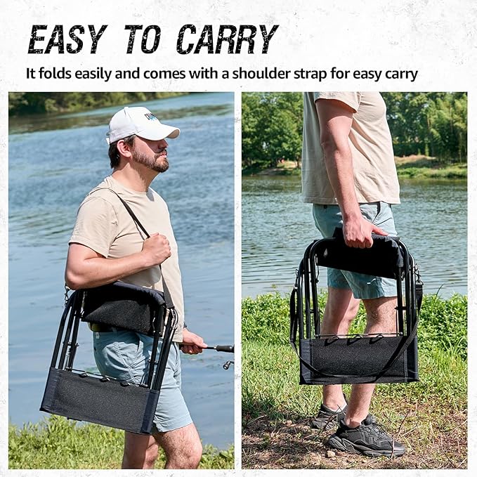 X Strike Portable Fishing Chairs Outdoor Folding Stool for Adults Portable Camping Chair for Ice FishingHuntingLawnPatioGarden300LBS.