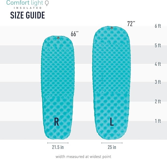 Sea to Summit Comfort Light Insulated Sleeping Pad for Backpacking and Camping Large (72 x 25 x 2.5 inches)