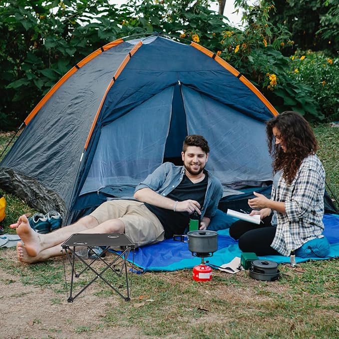 Portable Folding Camping Table with Cup Holders for Outdoor Activities for Picnics Beach BBQ and Travel Compact Side Table for Easy Carrying