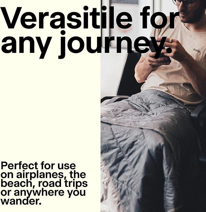 Gravel Layover Travel Blanket – Ultra-Light Compact Blanket for Camping and Outdoor Adventures - Down Alternative Portable Travel Blanket for Layovers &amp Road Trips (Quartz)