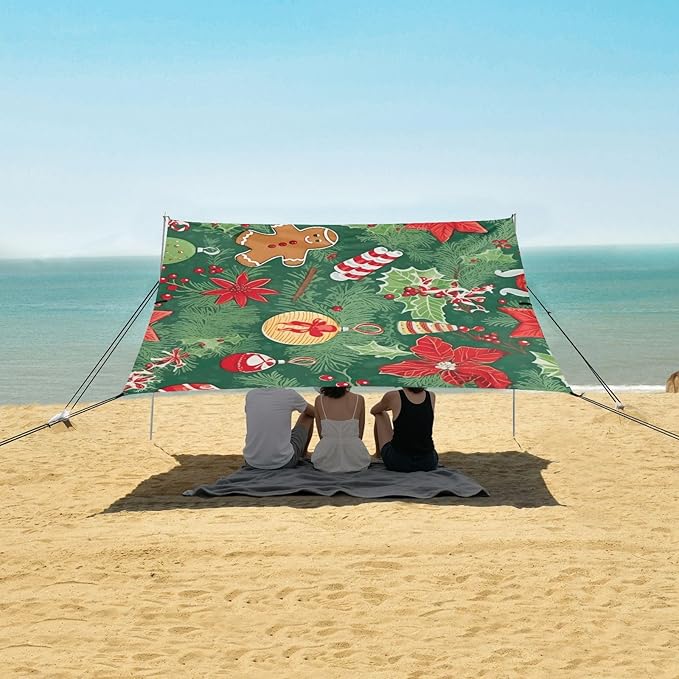 Christmas Gingerbread ManCamping Sun Shelters 9.2 x 10.5 FT Beach Canopy Tent Sun Shade with Carrying Bag for Camping Trips Fishing Backyard Fun or Picnics 21341746