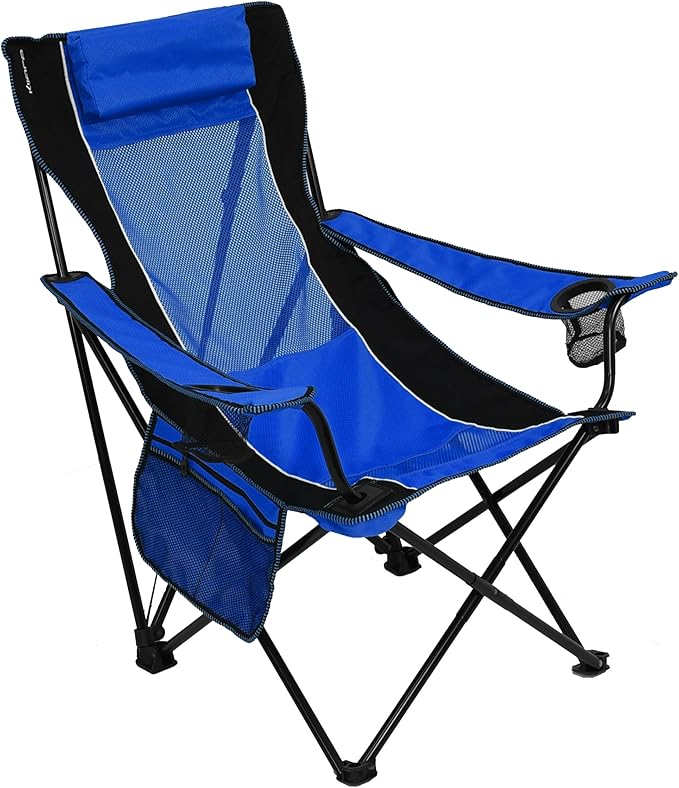 Kijaro Sling Folding Camping Chair - Enjoy The Outdoors in This Outdoor Chair with a Built-in Cup Holders and Side Organizer OR Side Cooler - Includes a Detachable Pillow