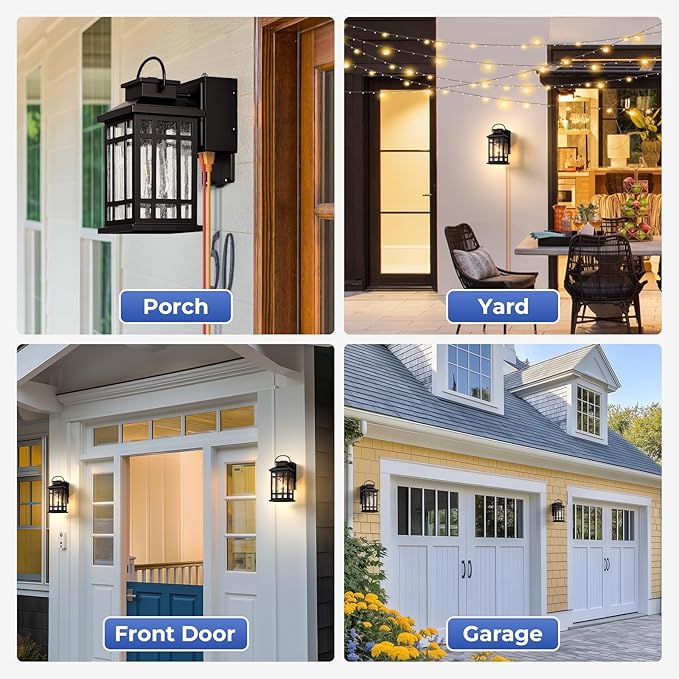 Dusk to Dawn Outdoor Lighting with GFCI Outlet Modern Oil Rubbed Bronze Exterior Light Fixtures Anti-Rust Outdoor Lights for House Garage Patio Doorway 100% Aluminum Waterproof
