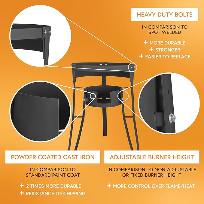 Concord 30 Powder Coated Steel Comal Stand with Stainless Steel Comal and Roadster Single Propane Burner. Great for Discada Tacos Street Vendor Etc.…
