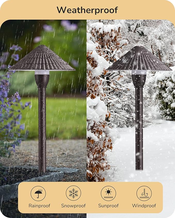 EDISHINE 5CCT Low Voltage Pathway Lights Wired 8 Pack 2700K-5000K LED Landscape Lighting 12V AC/DC 3W 160LM Die-Cast Aluminum Waterproof Outdoor Landscape Path Lights for Sidewalk Garden Yard