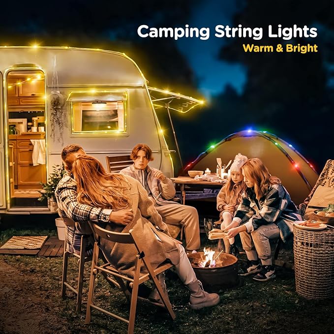 OGERY 2-Pack Camping String Lights 32.8FT Rechargeable Christmas String Lights Outdoor/Indoor 8 Modes 4-in-1 Quick Storage Fairy Lights Portable Lamp for Xmas Tree Decor Party Camping Essentials