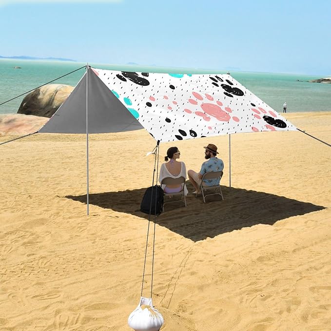 Dog Paw PrintCamping Sun Shelters 9.2 x 10.5 FT Beach Canopy Tent Sun Shade with Carrying Bag for Camping Trips Fishing Backyard Fun or Picnics 21341671