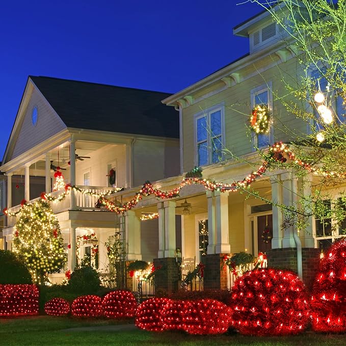 WBao Christmas Lights 200LED 8.4ft x 5.2ft Net Lights Outdoor Mesh Light with 8 Modes Timer UL Certified End to End Connectable Waterproof for Lawn Bushes Outdoor Christmas Decorations Red