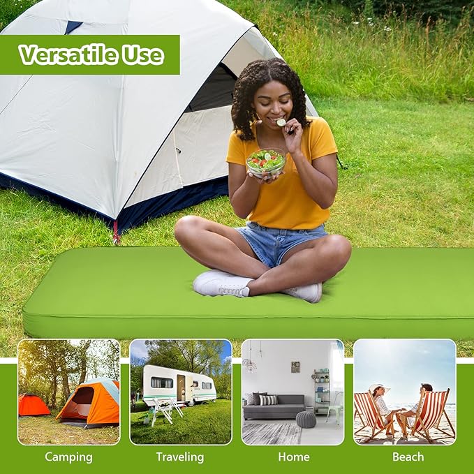 Giantex 4 Inch Self Inflating Camping Mat Green Compact Inflatable Lightweight