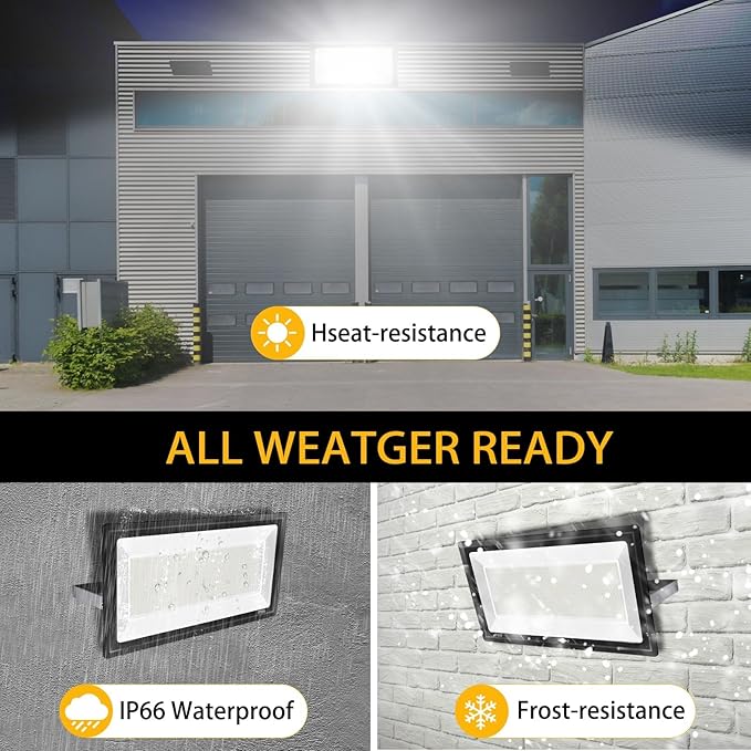 2 Pack 600W LED Flood Light Outdoor(3060W Equivalent)67600LM 5000K Daylight White Super Bright LED Arena Light with Plug85-277V IP66 Waterproof Commercial Lighting for FieldsCountsStadium