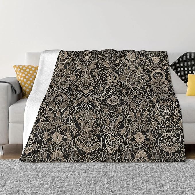 Lace 60x50 Printed Soft Fleece Blanket for Sofa Bed and Camping - Cozy Blanket for Travel Picnics Nighttime Use