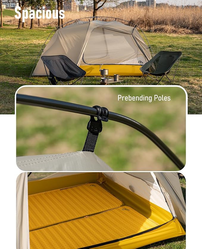 iClimb 1 Ultralight 4 Season Solo Tent and 1 Super Easy Assemble Cot Bundle Ultralight Compact for Adults Outdoor Camping Concert Motorcycling