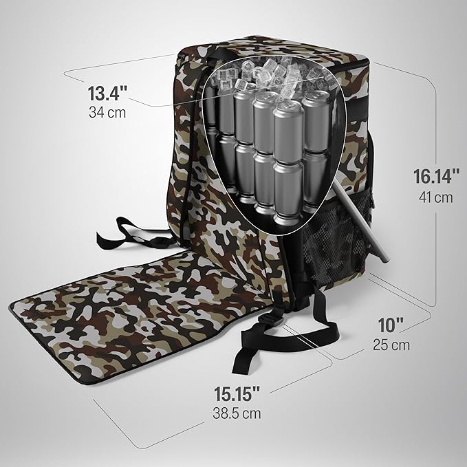 Everlasting Comfort Cooler Backpack Chair and Travel Umbrella – Built-in Seating and Weather Protection for Beach Park and Outdoor Events
