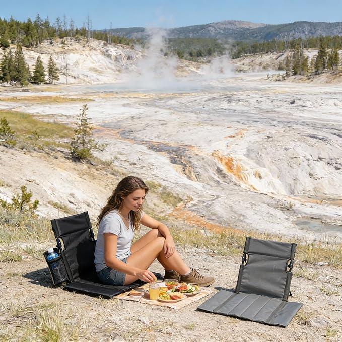 Extra large folding camping backrest with cup holderLightweight portable outdoor large chair for beach park lawn and travelAluminum frame comfortable &amp durable lazy backrest (Carbon Black)