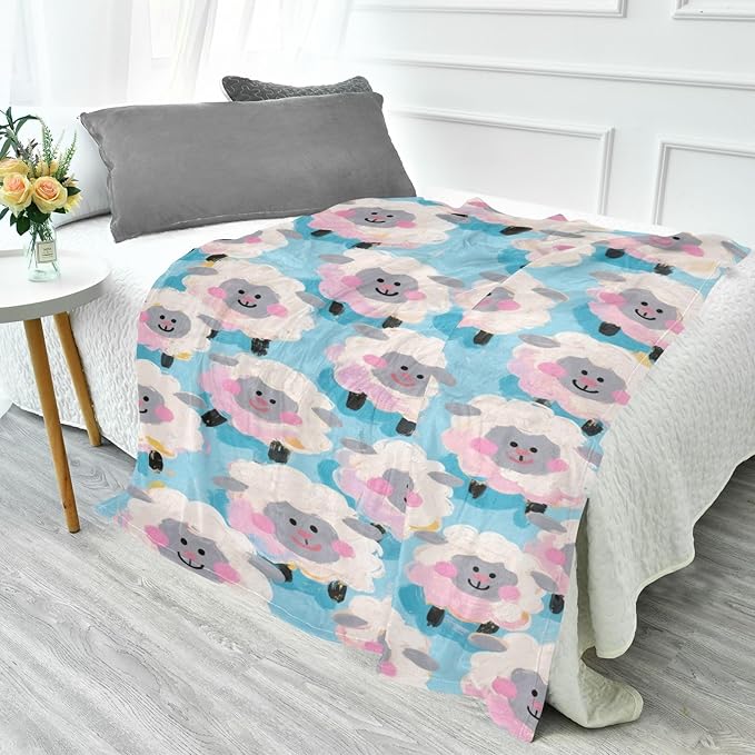 Throw Blankets For Couches And Sofas Cute Cartoon White Sheep Blankets Throws 50 x 70 Inch