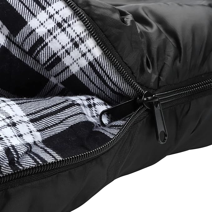 AGEMORE 0 Degree Double Sleeping Bag for Adults Cotton Flannel Lined 2 Person Queen Size Warm Sleeping Bag for Family Winter Camping or RV Traveling