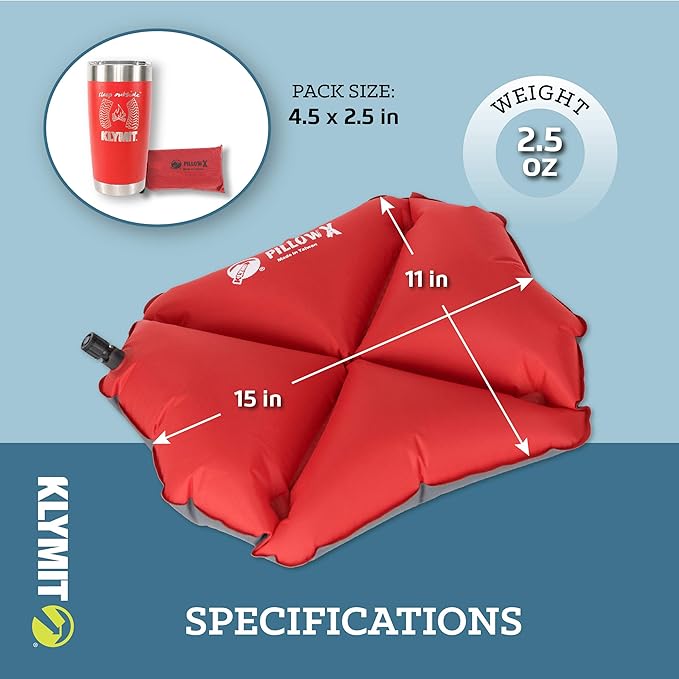 Klymit Pillow X Inflatable Camp &amp Travel Pillow