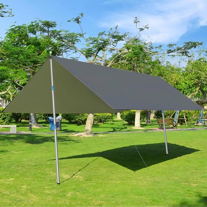 KOMCLUB Telescoping Tent Tarp Pole Adjustable Tarp Poles 3 Section Heavy Duty Canopy Poles Stainless Steel Portable Camping Poles 33-86.61 for Hiking Car Canopy Awning 2Pcs Set (Blue)