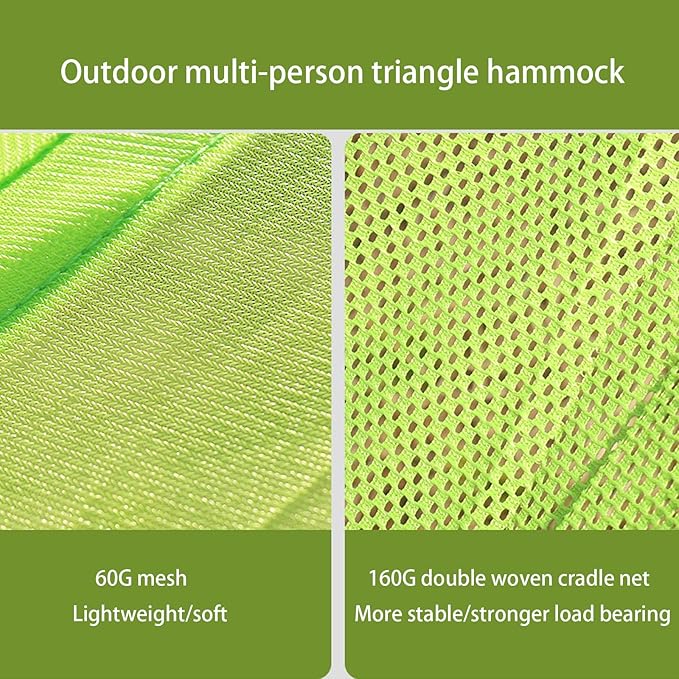 Triangle Hammock 10FT Heavy Duty 300LBS-1000LBS Capacity for 1-3 Person Portable Camping Hammock with Storage Bags Multi-Person Hammock for Outdoor Backpacking Travel (Green-2.8m-150kg)