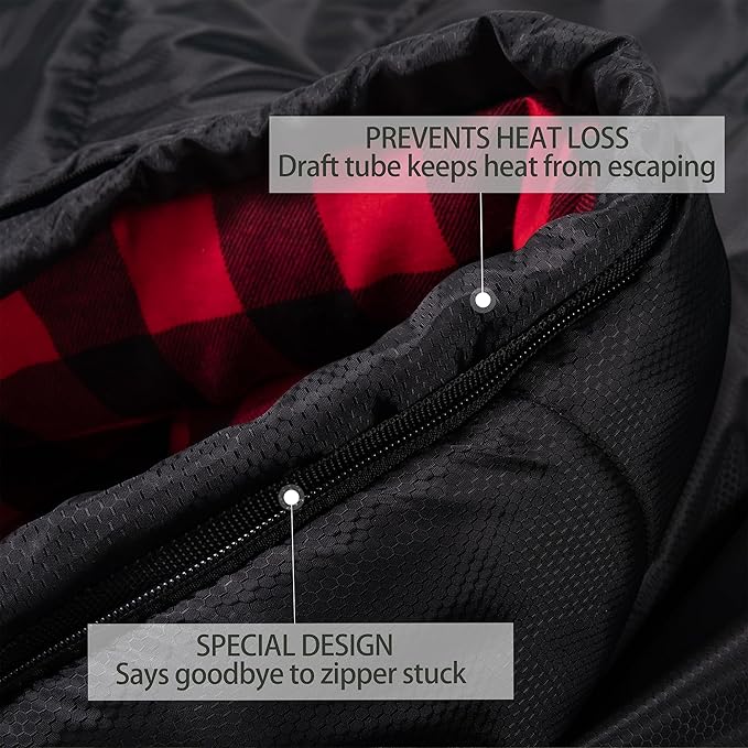 Cold Weather Sleeping Bag 100% Cotton Flannel XXL for Adults Big and TallFree Compression Sack