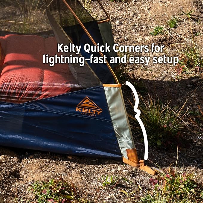 Kelty Late Start Backpacking Tent – Lightweight Two Man Camping Tent Shelter with Quickcorners Aluminum Poles Waterproof Poly Fly Updated for 2024 | Camping Tent Shelter Quickcorners Aluminum Pol