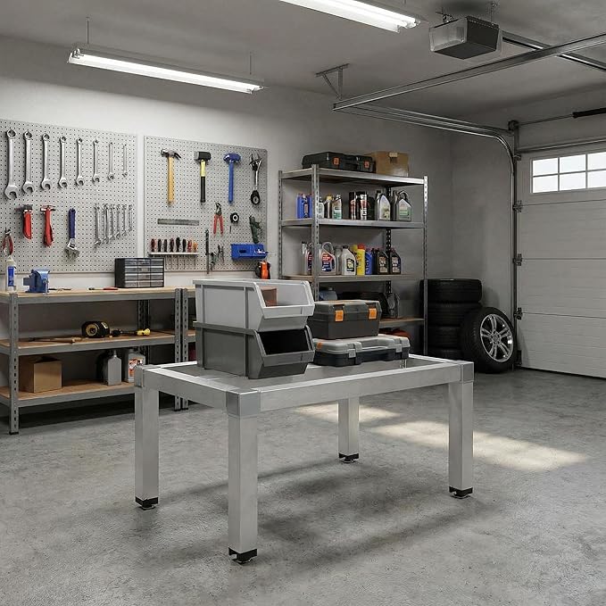 Acekool 1000 Lbs Heavy Duty Aluminum Storage Rack with Off-Floor Design18x12x12 Aluminum Storage Rack Rustproof and Space-Saving Ideal for Kitchen Restaurant Supermarket Garage and Vehicles