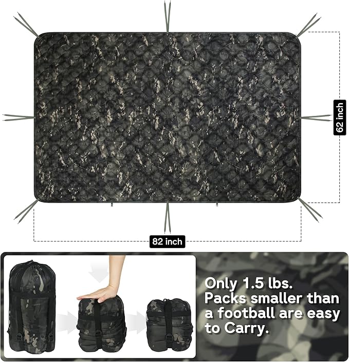 Mirzoyan Woobie Blanket Military Poncho Liner Camo Insulated Camping Woobie Blanket for Outdoor Hiking Survival Hunting